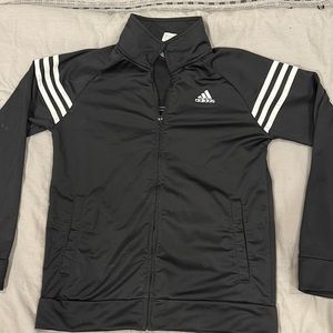 Full zip black adidas boys jacket.